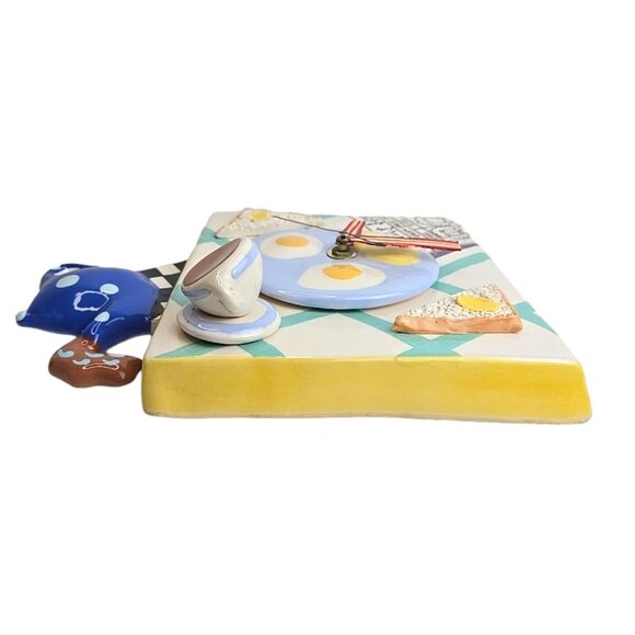 Dick Frizzel New Zealand Breakfast Art Clock Mixed Media Works Vtg Bacon‎ Eggs - Picture 8 of 15